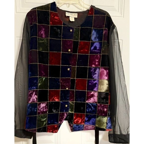 Bedford Fair Lifestyles Blouse SZ 26W Crushed Velvet Patchwork Lightweight - Picture 7 of 7